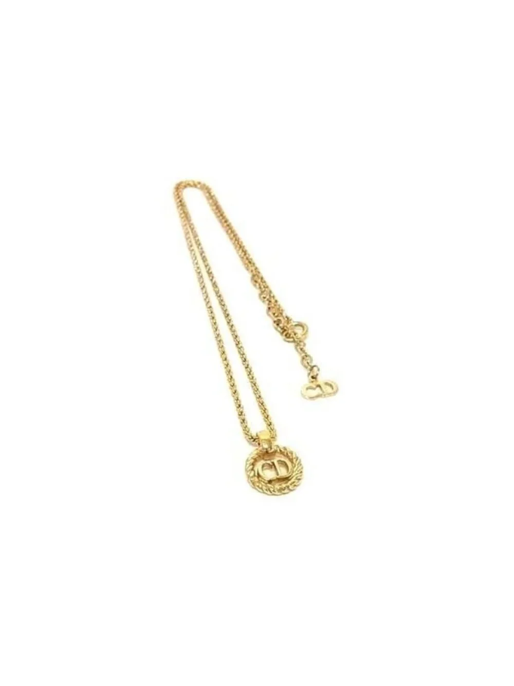 Dior Necklace CD Logo Twisted Circle Gold Metal